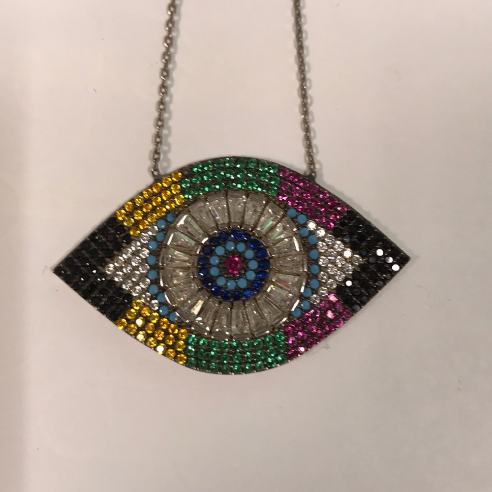 MULTICOLOR SAPPHIRE EVIL EYE PENDANT